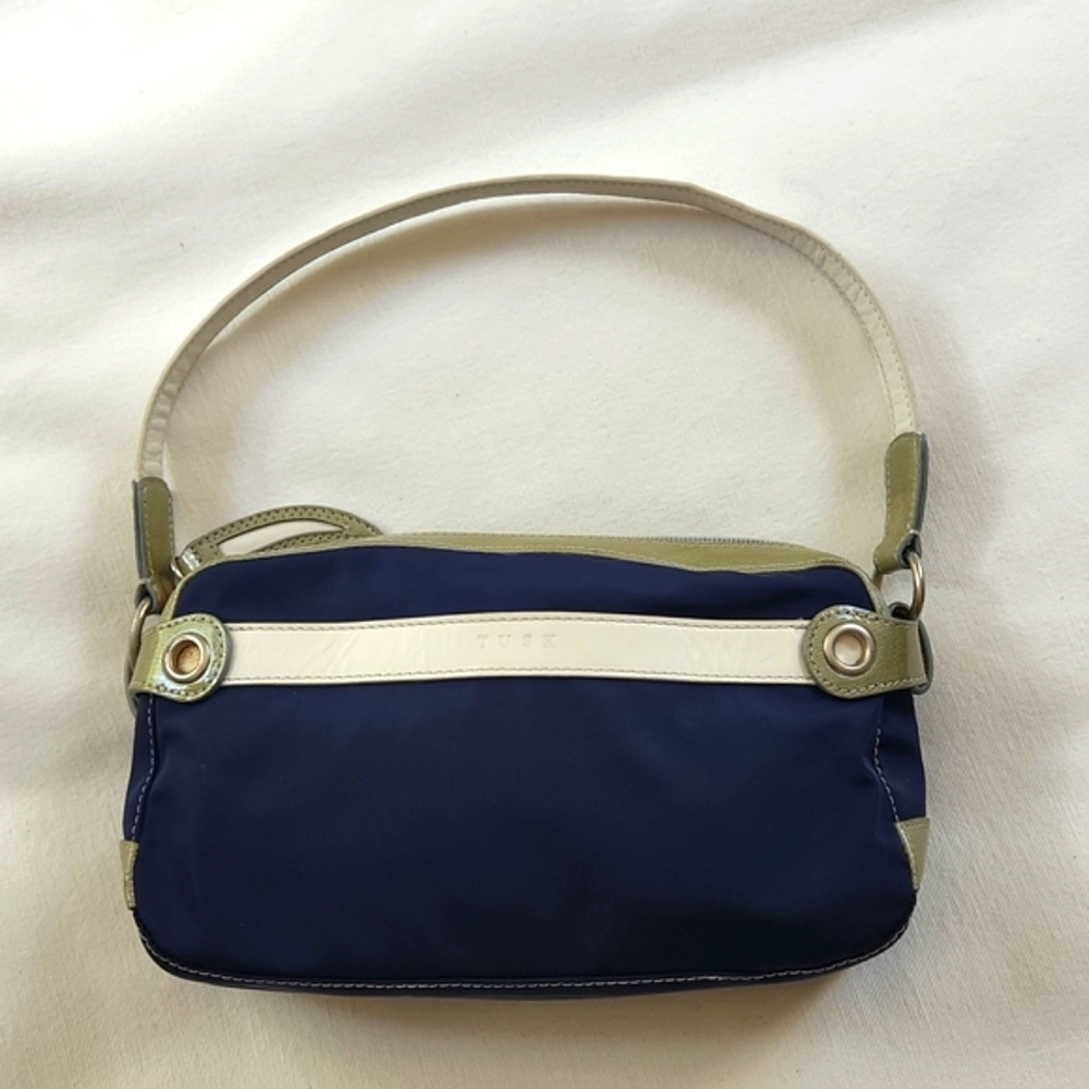 Tusk Nylon Leather Zip Top Shoulder Bag